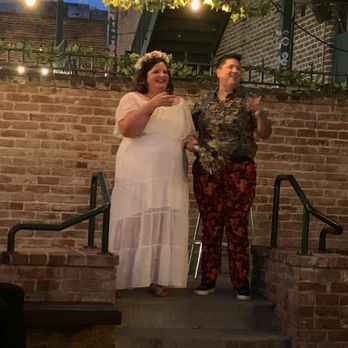 Fuze - This is us welcoming our guests from a small staircase - also threw bouquet and garter from this place. - Venues & Event Spaces Near Me - San Jose, California Fuze - This is us welcoming our guests from a small staircase - also threw bouquet and garter from this place. - Venues & Event Spaces Near Me - San Jose, California