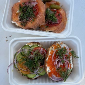 Courage Bagels - Salmon Lox, Salmon Roe, Run it Through the Garden - Bagels Near Me - Los Angeles, California