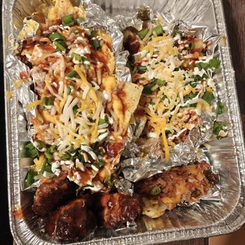 Chubz Spudz - Brisket, loaded baked potato, brisket taco, smoked party wings and brisket nachos - Smokehouse Near Me Chubz Spudz - Brisket, loaded baked potato, brisket taco, smoked party wings and brisket nachos - Smokehouse Near Me