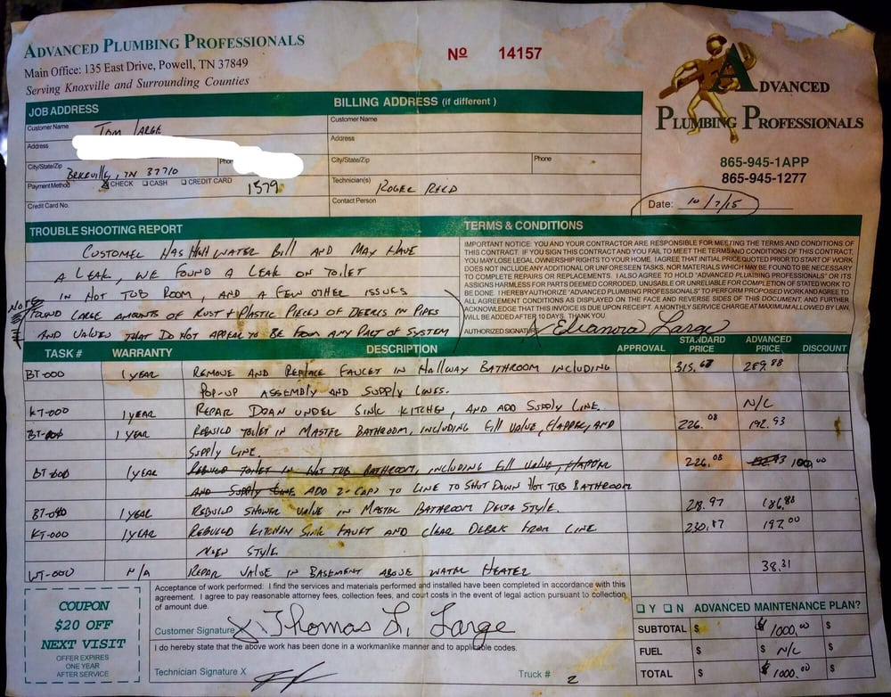 Slide of Advanced Plumbing Professionals