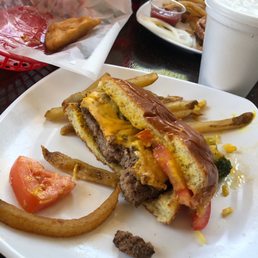 Half of a large burger ... wonderful! Half of a large burger ... wonderful!