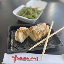 Yummi Sushi & Grill - Shrimp Tempura Roll and garlic Edamame