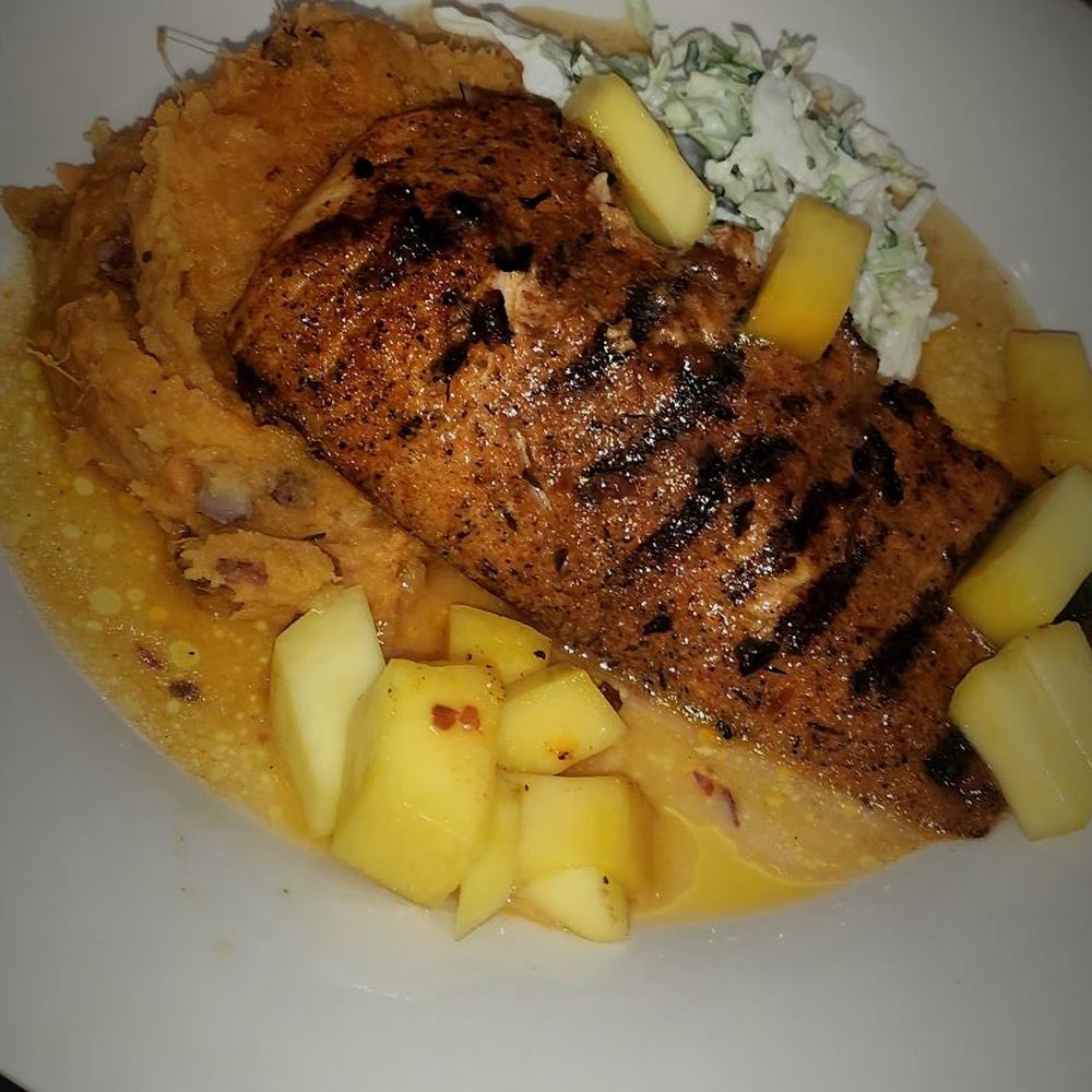 Aqui Cal-Mex - Salmon sweet potatoes mash - Mexican Near Me - San Jose, California Aqui Cal-Mex - Salmon sweet potatoes mash - Mexican Near Me - San Jose, California