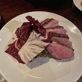 Casa Mono - Duck Breast with Cherry Mostarda and Grilled Endive - Spanish Near Me - New York, New York Casa Mono - Duck Breast with Cherry Mostarda and Grilled Endive - Spanish Near Me - New York, New York