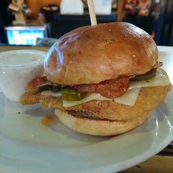 The Filling Station - Spicy chicken sandwich....yum! - Bars Near Me - Florence, Wisconsin The Filling Station - Spicy chicken sandwich....yum! - Bars Near Me - Florence, Wisconsin