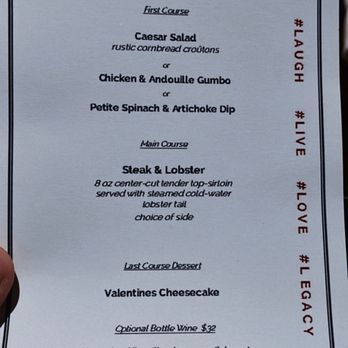 Legacy Kitchen's Steak + Chop - Valentine's Day Menu 2023 - Steakhouses Near Me - Gretna, Louisiana Legacy Kitchen's Steak + Chop - Valentine's Day Menu 2023 - Steakhouses Near Me - Gretna, Louisiana
