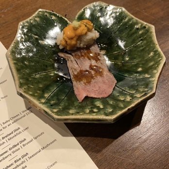 wa’z - wagyu topped with uni on a bed of rice - Japanese Near Me - Seattle, Washington