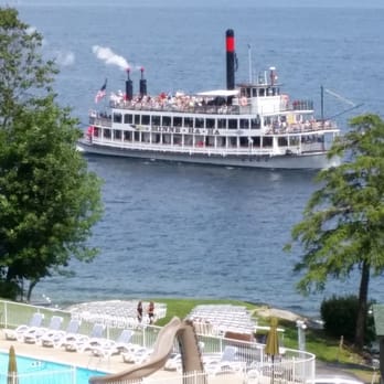 The Inn at Erlowest - Minne-Ha-Ha paddlewheel steamer chugging past The Inn at Erlowest along Lake George, NY. Wave to the happy tourists! - Hotels Near Me - Lake George, New York The Inn at Erlowest - Minne-Ha-Ha paddlewheel steamer chugging past The Inn at Erlowest along Lake George, NY. Wave to the happy tourists! - Hotels Near Me - Lake George, New York