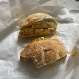Sausage egg and cheese. Sausage egg and cheese.