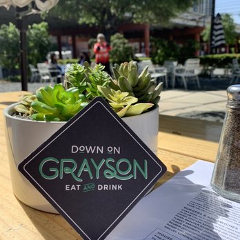Down On Grayson - Patio with umbrellas - New American Near Me - San Antonio, Texas