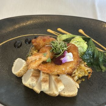 Crab and Fin - Shrimp and wahoo with Asian fried rice and bok choy - Seafood Near Me - Sarasota, Florida