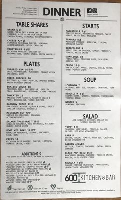 Menu photo 8 600 Kitchen & Bar Kalamazoo, MI