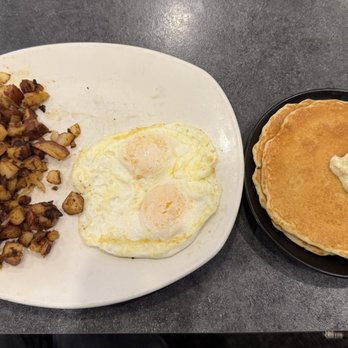 Katie's Kitchen - 2 eggs over easy, potatoes, and pancakes - $10. Nice! - Breakfast & Brunch Near Me - Des Plaines, Illinois Katie's Kitchen - 2 eggs over easy, potatoes, and pancakes - $10. Nice! - Breakfast & Brunch Near Me - Des Plaines, Illinois