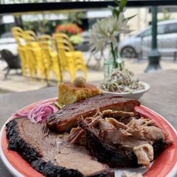 Sampler platter with cornbread and side