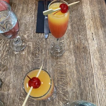 Brown Hound Downtown - Sunrise mimosas and blueberry pancakes with bacon! So good! - New American Near Me - Rochester, New York Brown Hound Downtown - Sunrise mimosas and blueberry pancakes with bacon! So good! - New American Near Me - Rochester, New York