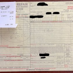 Silva Auto Repair - Receipt - says "labor" because they have to put something there.