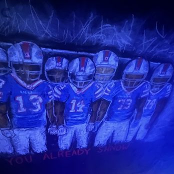 Buffalo Iron Works - We loved the chalk drawing of our Buffalo Bills on the VIP Balcony Ceiling! - Bars Near Me - Buffalo, New York