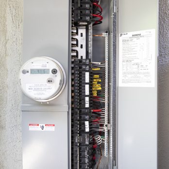 Paramount Electrical Group - Full panel upgrade shown with meter, labeled breakers, and neutral bus wired and installed. - Electricians Near Me Paramount Electrical Group - Full panel upgrade shown with meter, labeled breakers, and neutral bus wired and installed. - Electricians Near Me