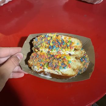 Milkbomb Ice Cream - Vanilla bean in fruity pebble and a glazed donut - Ice Cream & Frozen Yogurt Near Me - Berkeley, California