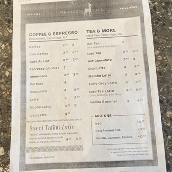 Madhouse Cafe - Menu - Cafes Near Me - Boston, Massachusetts