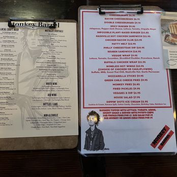 Monkey Barrel - Menu - Bars Near Me - Denver, Colorado