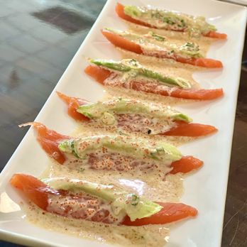 Blue Fin Sushi & Roll - Chef specialty-melt in your mouth salmon topped with sliced avocado and a yummy sauce - Japanese Near Me - Las Vegas, Nevada