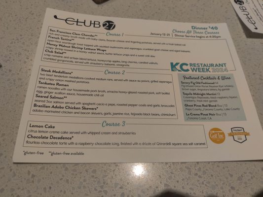 Menu photo 4 Club 27 Overland Park, KS Menu photo 4 Club 27 Overland Park, KS