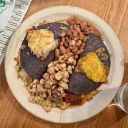 Taco Plate. One ground beef with red sauce. One chicken with green sauce.