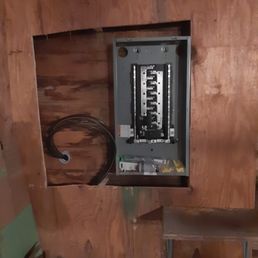 Wall stud cut to accommodate panel then moved.  Just sloppy.