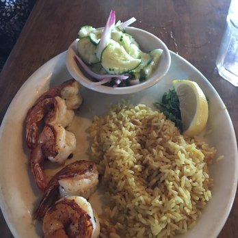 Harbor Docks - Grilled shrimp with ginger rice and cucumber salad - Sushi Bars Near Me - Destin, Florida Harbor Docks - Grilled shrimp with ginger rice and cucumber salad - Sushi Bars Near Me - Destin, Florida