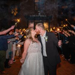 KS Otter Events - Grand sparkler exit for Taylor and Jonah at Loray Mill