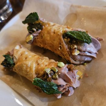 The Cookery - Duck cannoli app...I love these but how I wish the duck liver also filled the inside completely - Italian Near Me - Dobbs Ferry, New York The Cookery - Duck cannoli app...I love these but how I wish the duck liver also filled the inside completely - Italian Near Me - Dobbs Ferry, New York