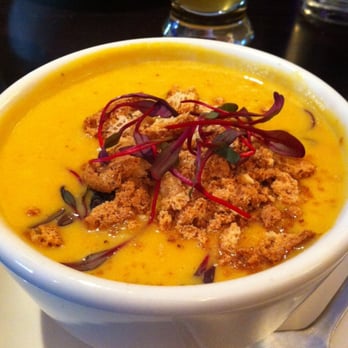 Five Horses Tavern - Pumpkin Soup with Amaretto Biscotti on top.  To die for!!!! - Beer Bar Near Me - Somerville, Massachusetts