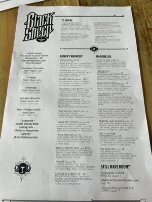 Menu photo 6 Black Sheep Milwaukee, WI