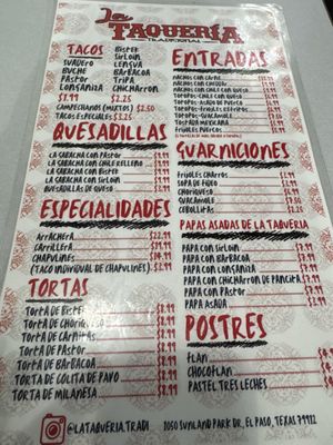 Menu photo 1 La Taqueria Tradicional El Paso, TX Menu photo 1 La Taqueria Tradicional El Paso, TX