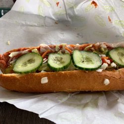 Croissanterie Sint Amandje - The Martino: Americain Prepare, pickled fishes, cucumber, pickles, diced onion & peppers with ketchup and Tabasco