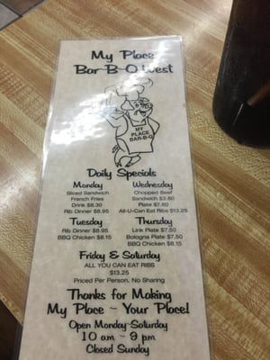 Menu photo 3 My Place Bar-B-Que West Muskogee, OK Menu photo 3 My Place Bar-B-Que West Muskogee, OK