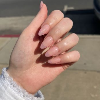 Tea Nails Bar - Short Almond shape Gel X nail with Chrome French Tip - Nail Salons Near Me - Temple City, California