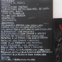 Horno de Paquito - Menu example as of Oct 15 (Espanol)