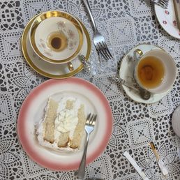 Coconut cake with cinnamon tea.
