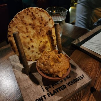Sabina Mezcaleria - Pita with dip provided to everyone - Cocktail Bars Near Me - Boston, Massachusetts
