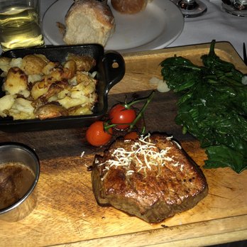 Trinity Place - Filet mignon with crushed fingerling potatoes and sautéed spinach. 11/28/2018 - Bars Near Me - New York, New York Trinity Place - Filet mignon with crushed fingerling potatoes and sautéed spinach. 11/28/2018 - Bars Near Me - New York, New York