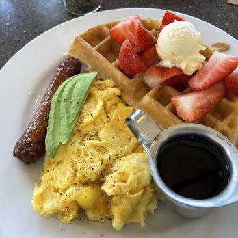 The Nest - Half waffle, fruit, egg, sausage - Breakfast & Brunch Near Me - Atascadero, California The Nest - Half waffle, fruit, egg, sausage - Breakfast & Brunch Near Me - Atascadero, California