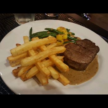 Plate By Dzintra - Steak au poivre. Greyish...and bland. - New American Near Me - Austin, Texas Plate By Dzintra - Steak au poivre. Greyish...and bland. - New American Near Me - Austin, Texas