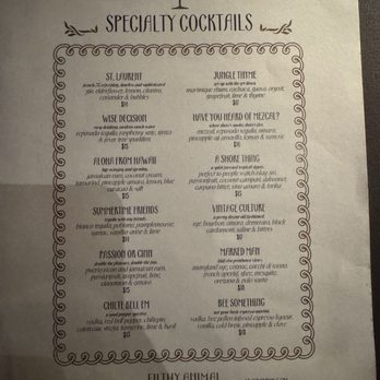 Filthy Animal - Cocktail List - Cocktail Bars Near Me - Tempe, Arizona Filthy Animal - Cocktail List - Cocktail Bars Near Me - Tempe, Arizona