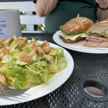 Belle Bakery Cafe - Caesar salad, Classic Sandwich on French roll with ham and Cafe Latte. - Cafes Near Me - Studio City, California