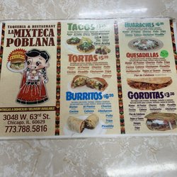 La Mixteca Poblana - Menu