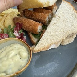 Three Trees Farm Shop & Cafe - Fish sandwich. Very good. Bread fresh.
