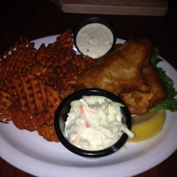Mountain Bay Bar and Grill - Beer battered cod with sweet potato waffle fries & coleslaw. - American Near Me - Pulaski, Wisconsin Mountain Bay Bar and Grill - Beer battered cod with sweet potato waffle fries & coleslaw. - American Near Me - Pulaski, Wisconsin