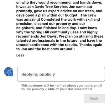 Jon Davis Tree Service and Removal - Customers like us they give us good reviews - Tree Services Near Me - Spring Hill, Florida